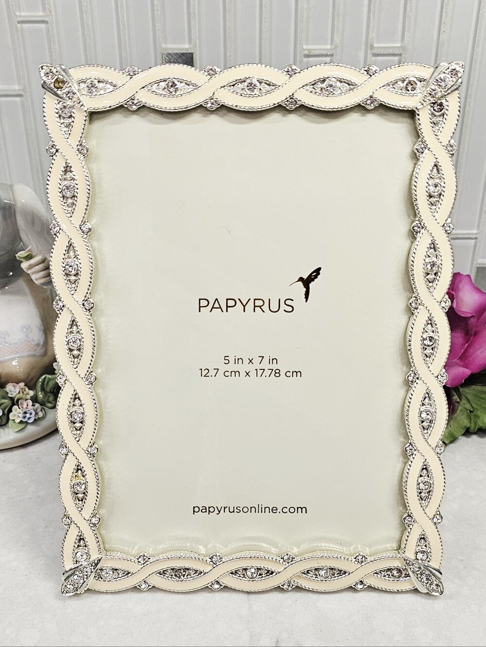 Papyrus Cream and Silver Braided Decorative 5x7 Picture Frame